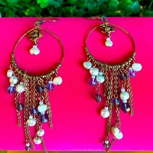 Blue and bronze earrings